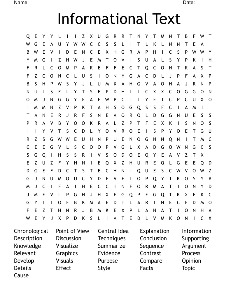 Informational Text Word Search