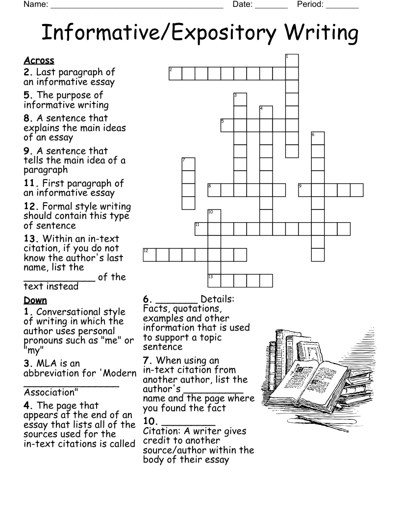 Informative/Expository Writing Crossword