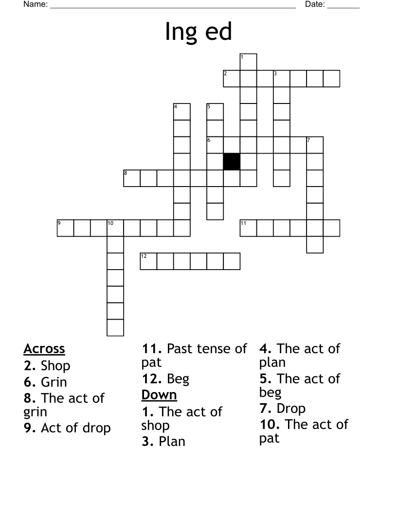 Ing ed Crossword