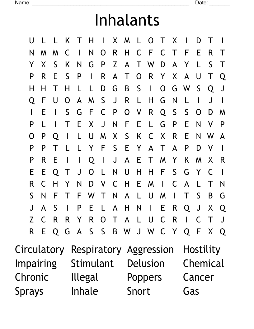 Inhalants Word Search