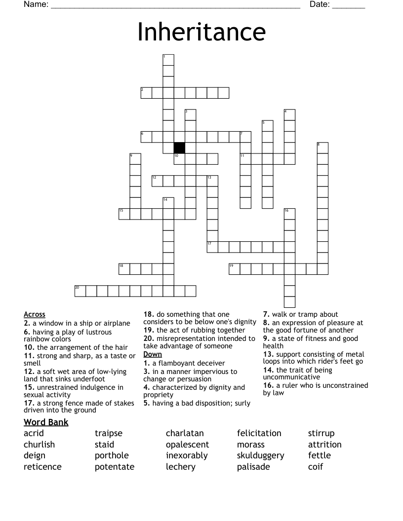 Inheritance Crossword