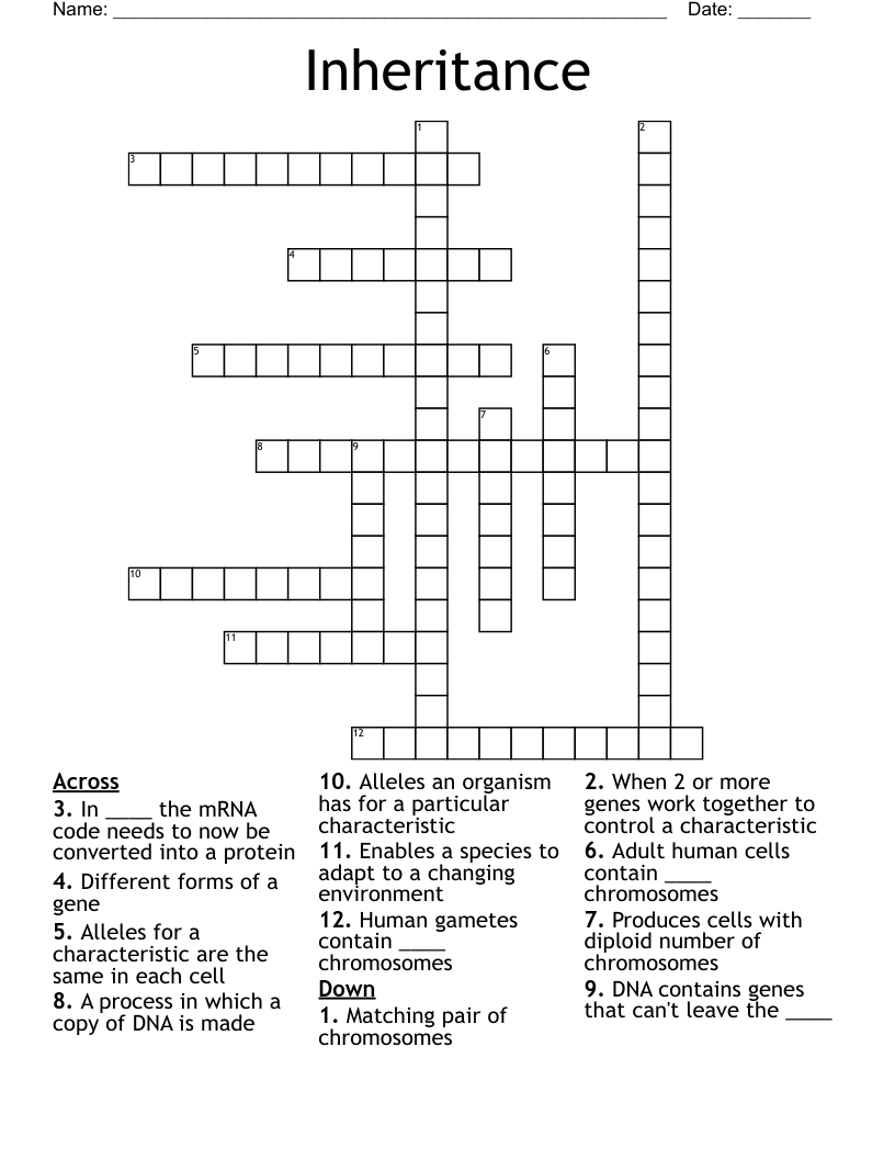 Inheritance Crossword