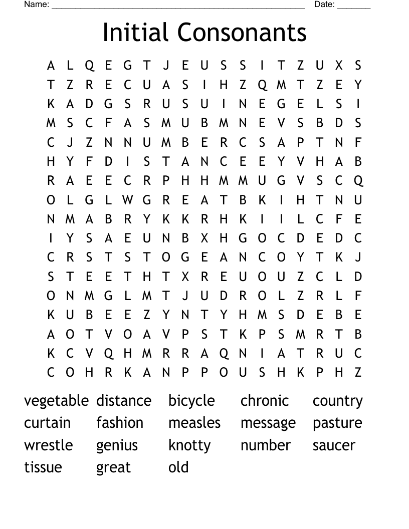 Initial Consonants Word Search