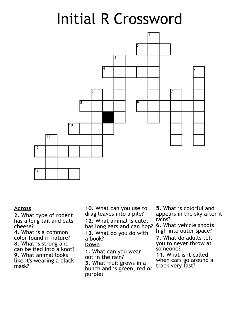 Initial R Crossword