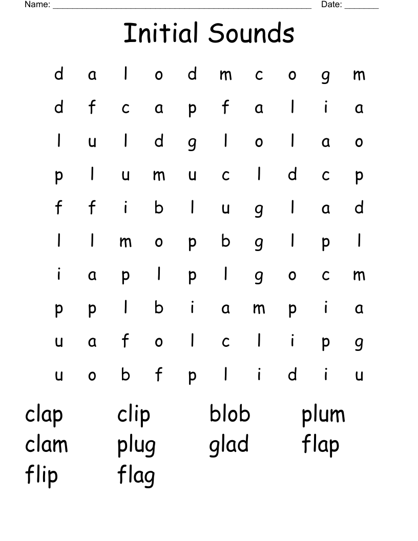 Initial Sounds Word Search