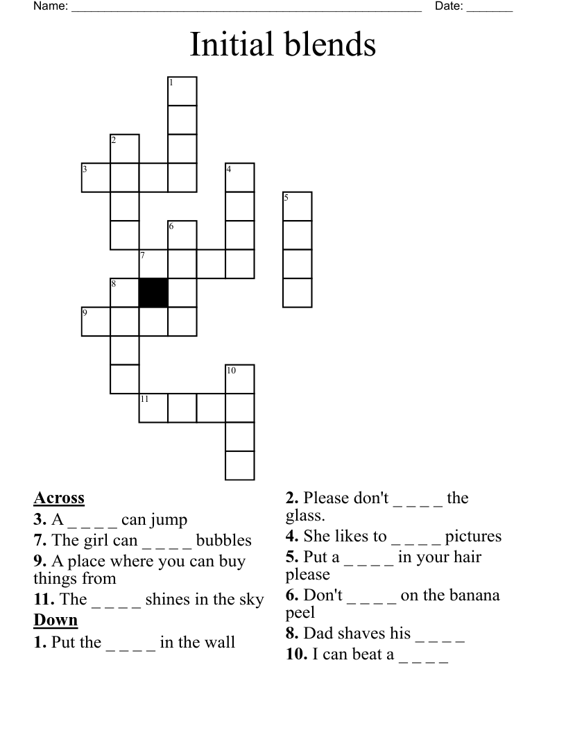 Initial blends Crossword