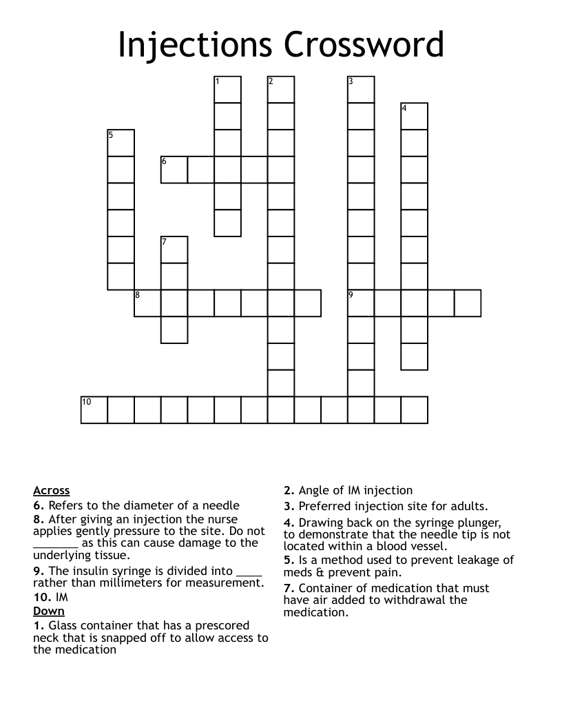 Injections Crossword