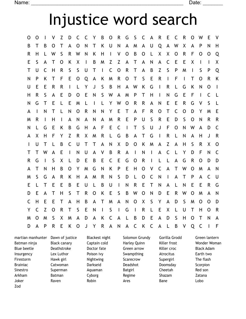 Injustice word search
