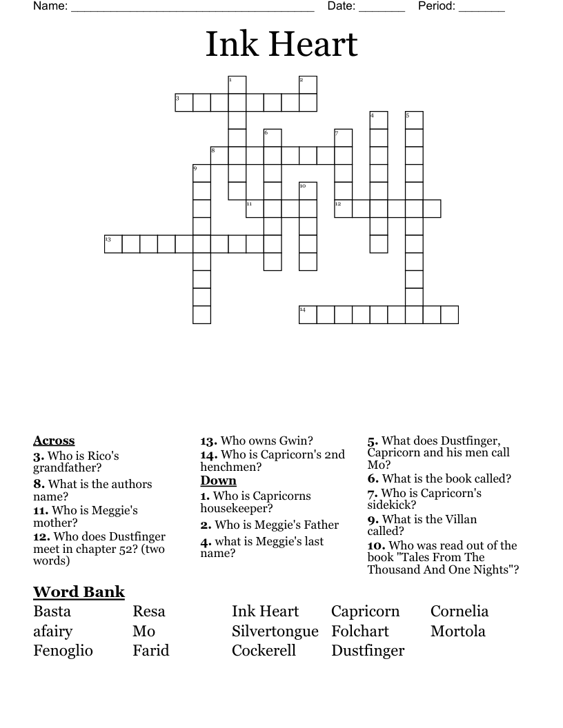 Ink Heart Crossword