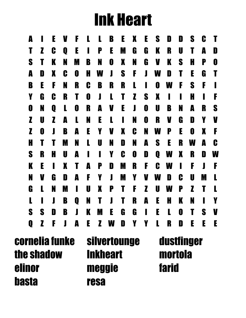 Ink Heart Word Search