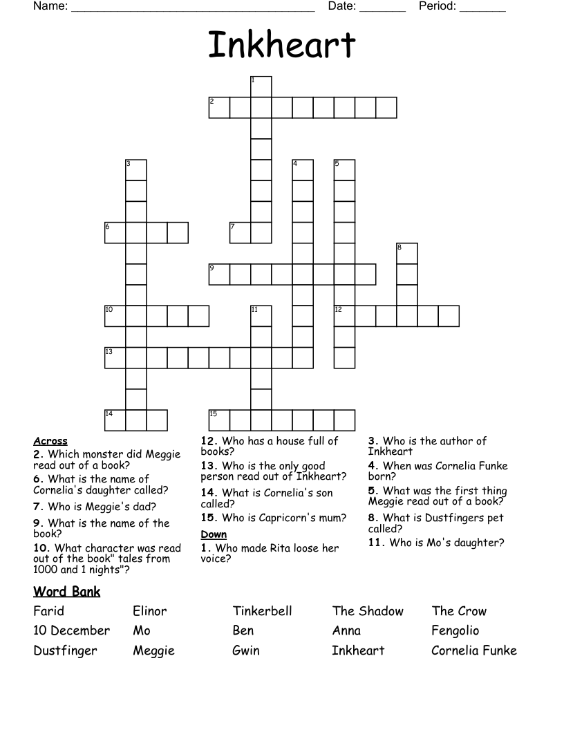 Inkheart Crossword