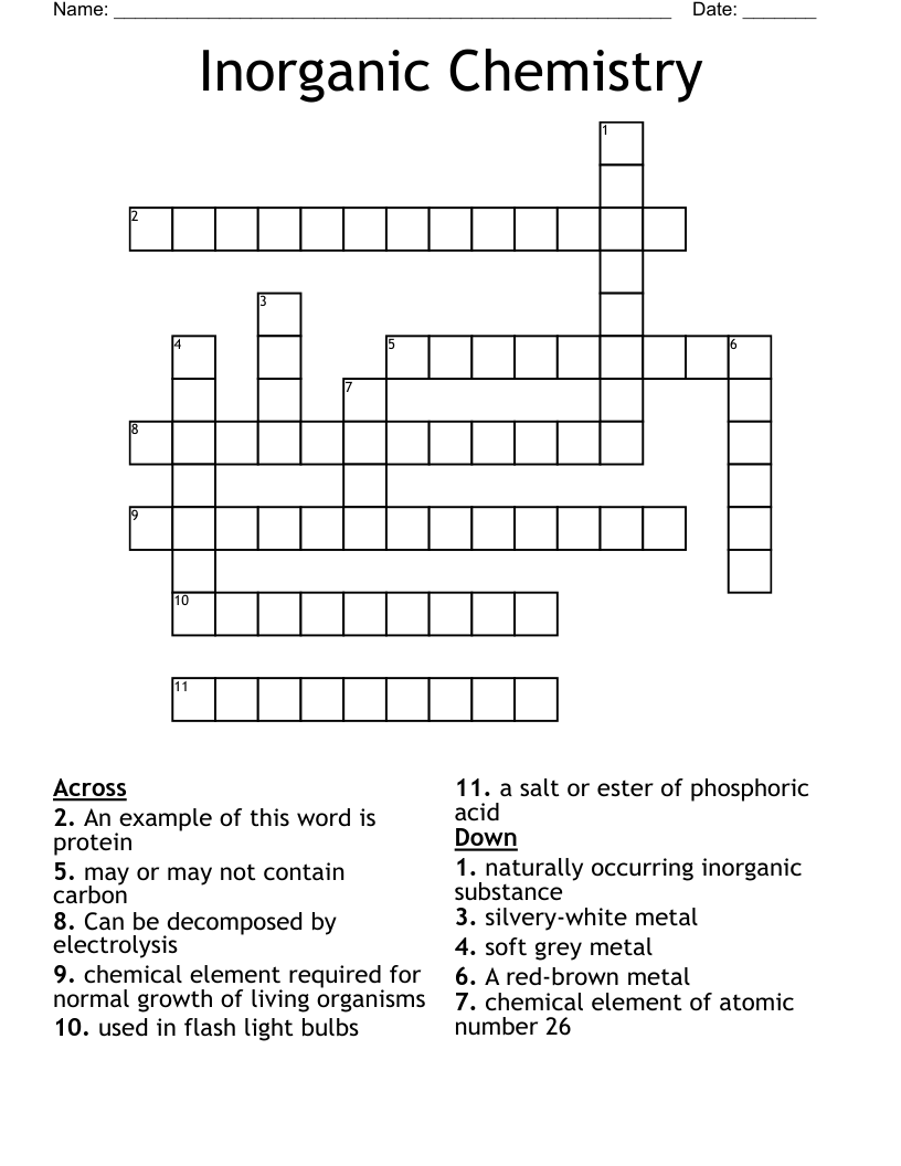 Inorganic Chemistry Crossword
