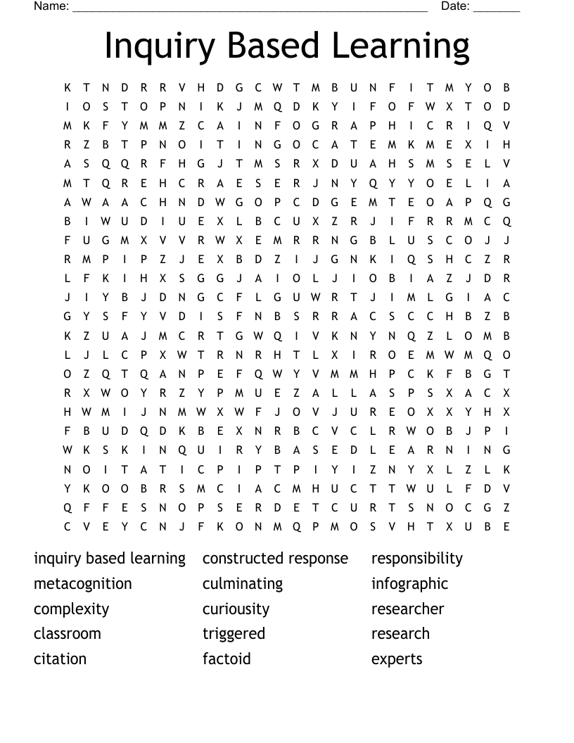 Inquiry Based Learning Word Search
