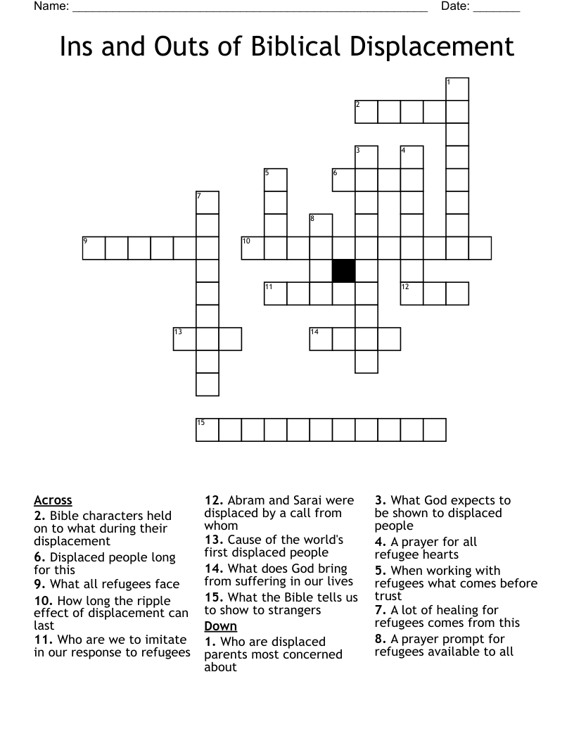 Ins and Outs of Biblical Displacement Crossword