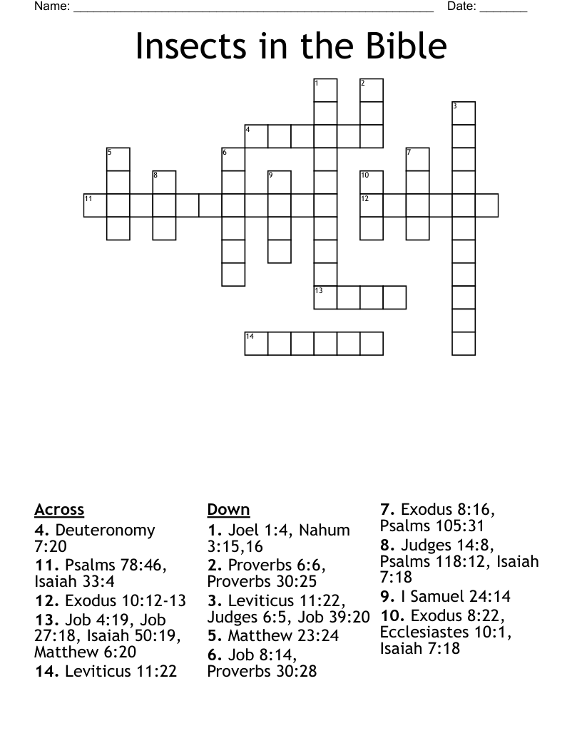 Insects in the Bible Crossword