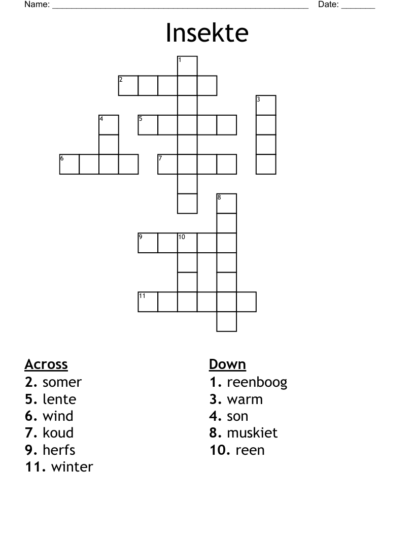 Insekte Crossword