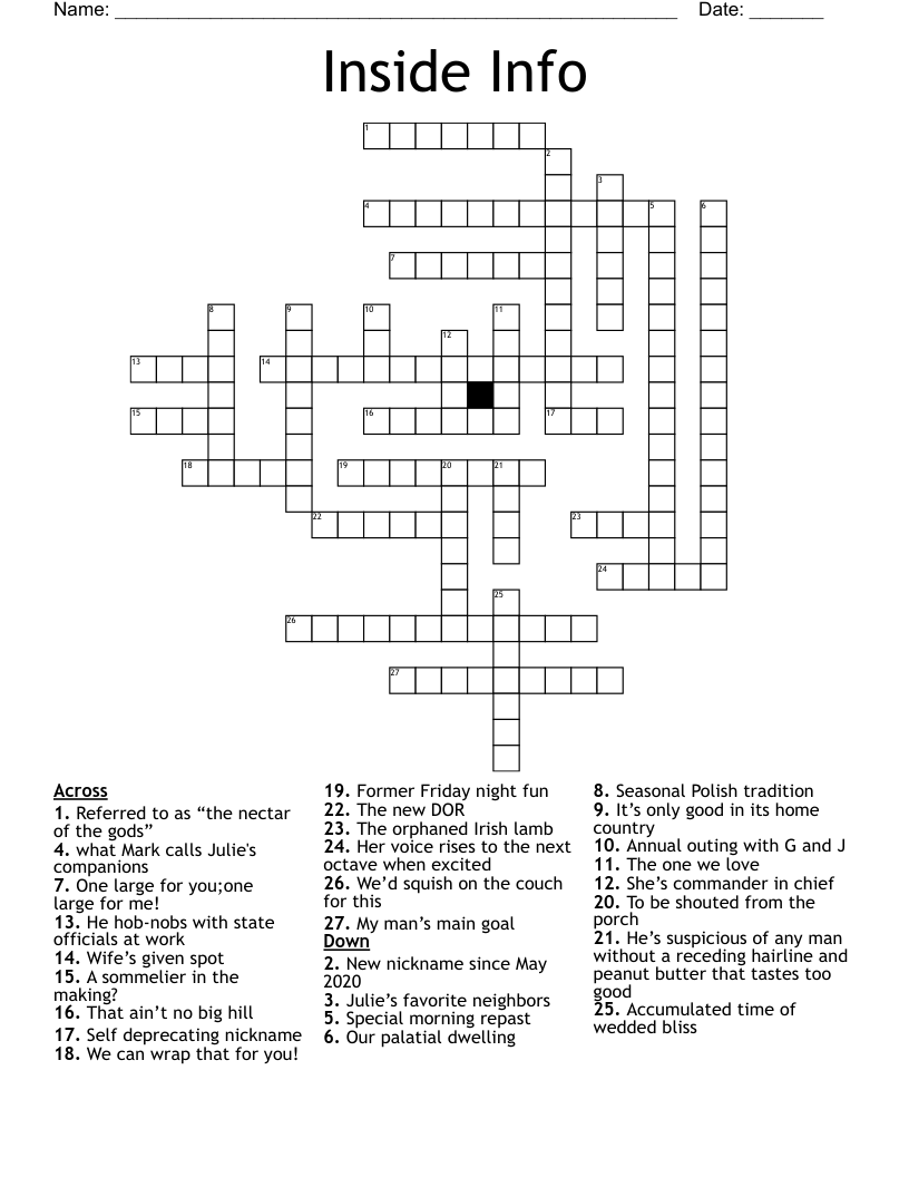Inside Info Crossword