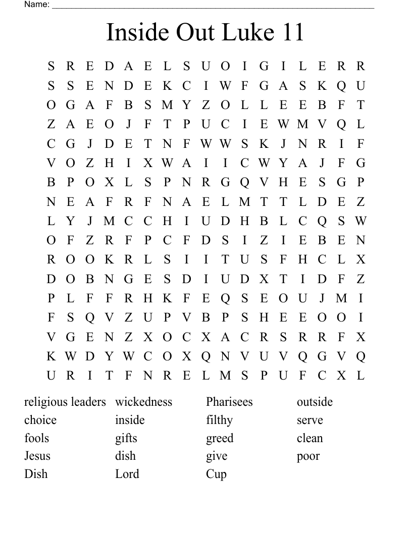 Inside Out Luke 11 Word Search