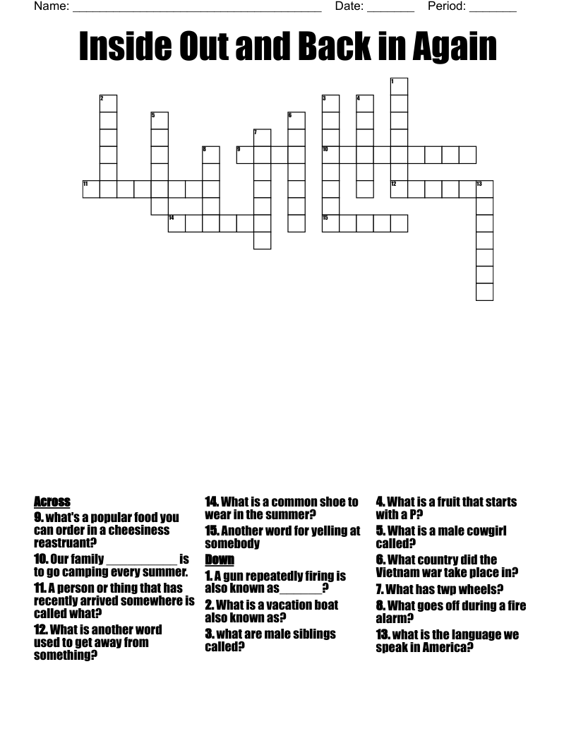Inside Out and Back in Again Crossword