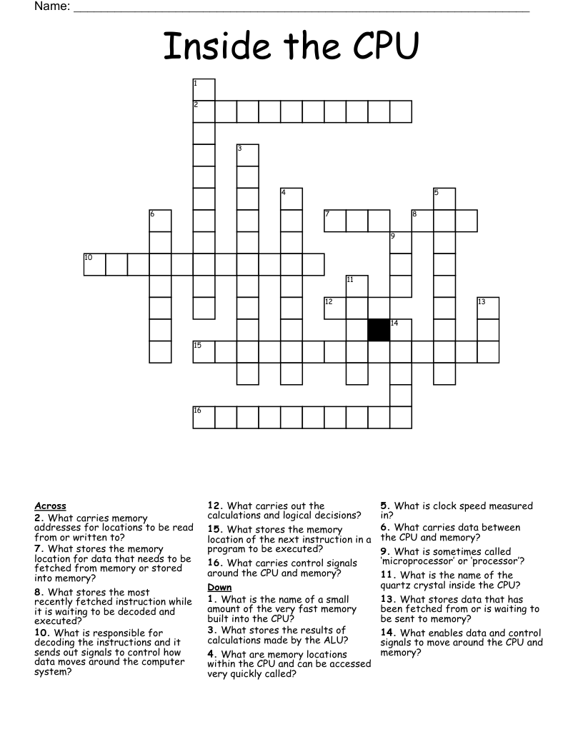 Inside the CPU Crossword