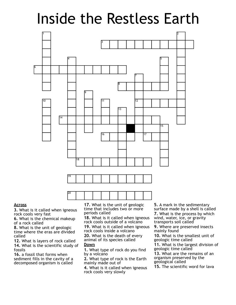 Inside the Restless Earth Crossword