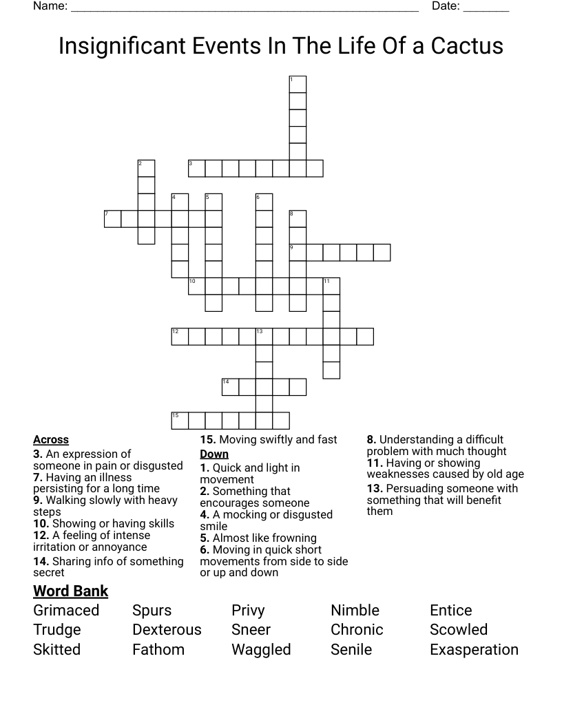 Insignificant Events In The Life Of a Cactus Crossword