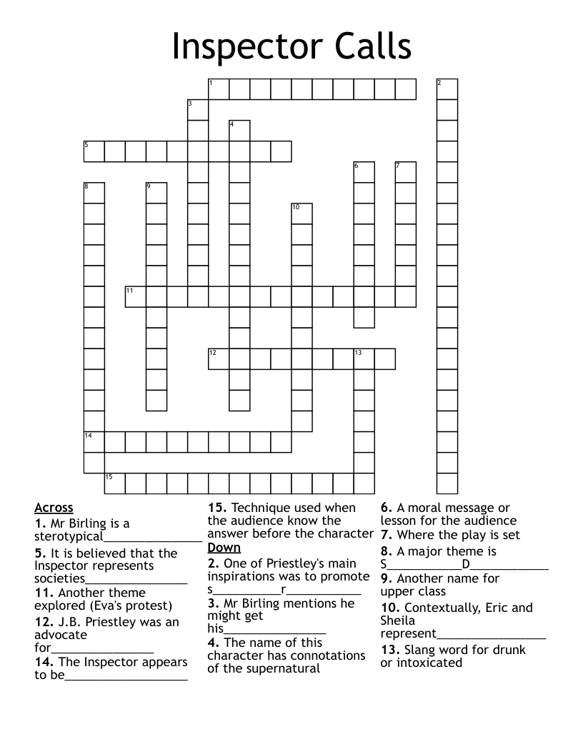 Inspector Calls Crossword