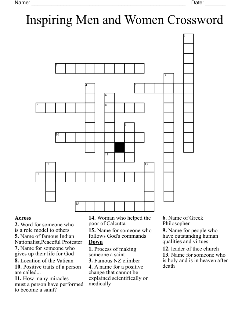 Inspiring Men and Women Crossword