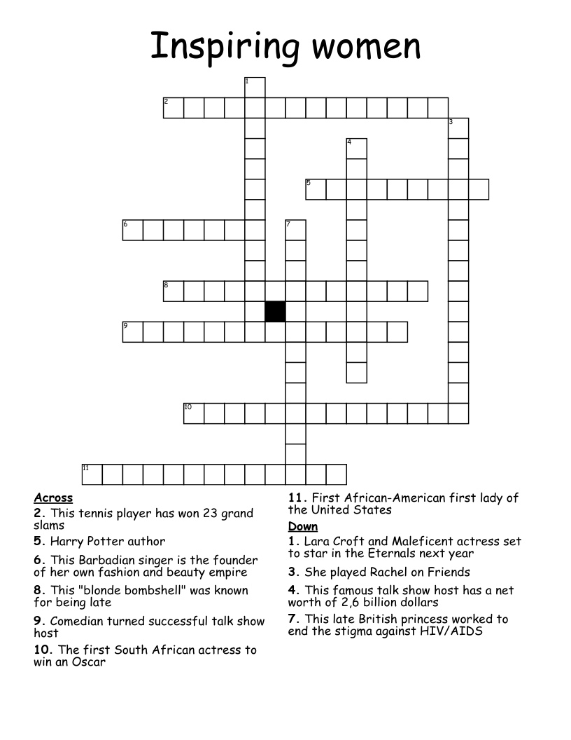 Inspiring women Crossword