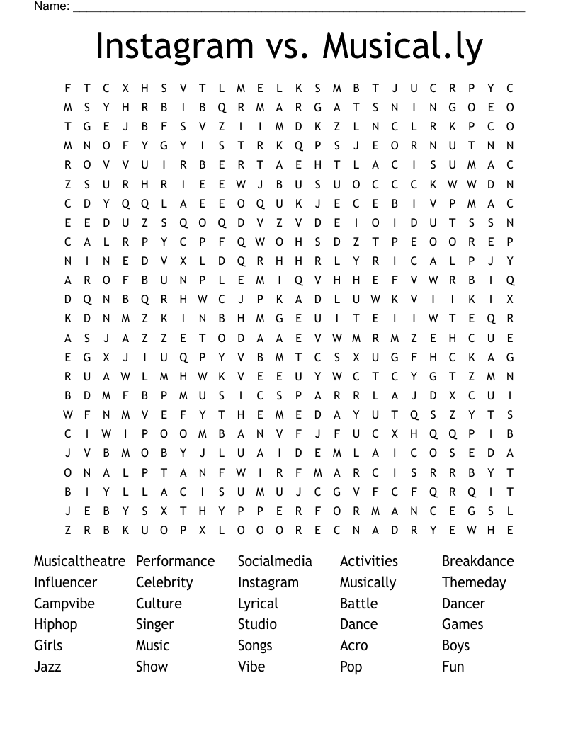 Instagram vs. Musical.ly  Word Search