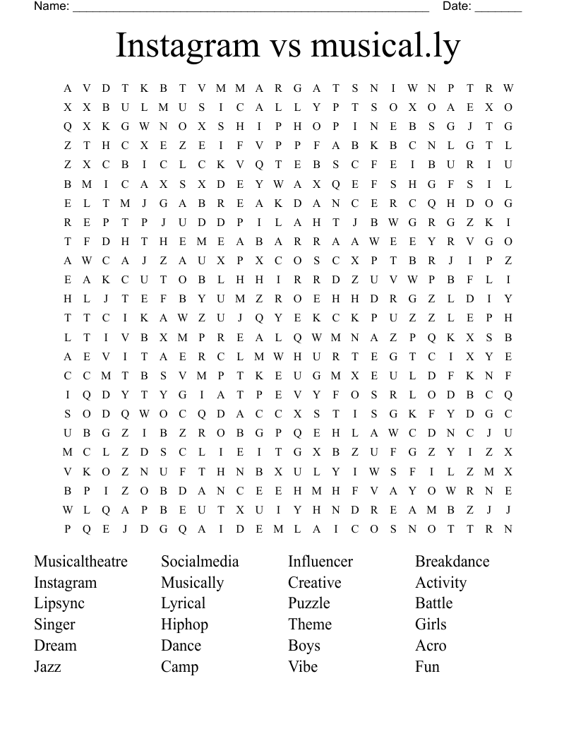 Instagram vs musical.ly Word Search