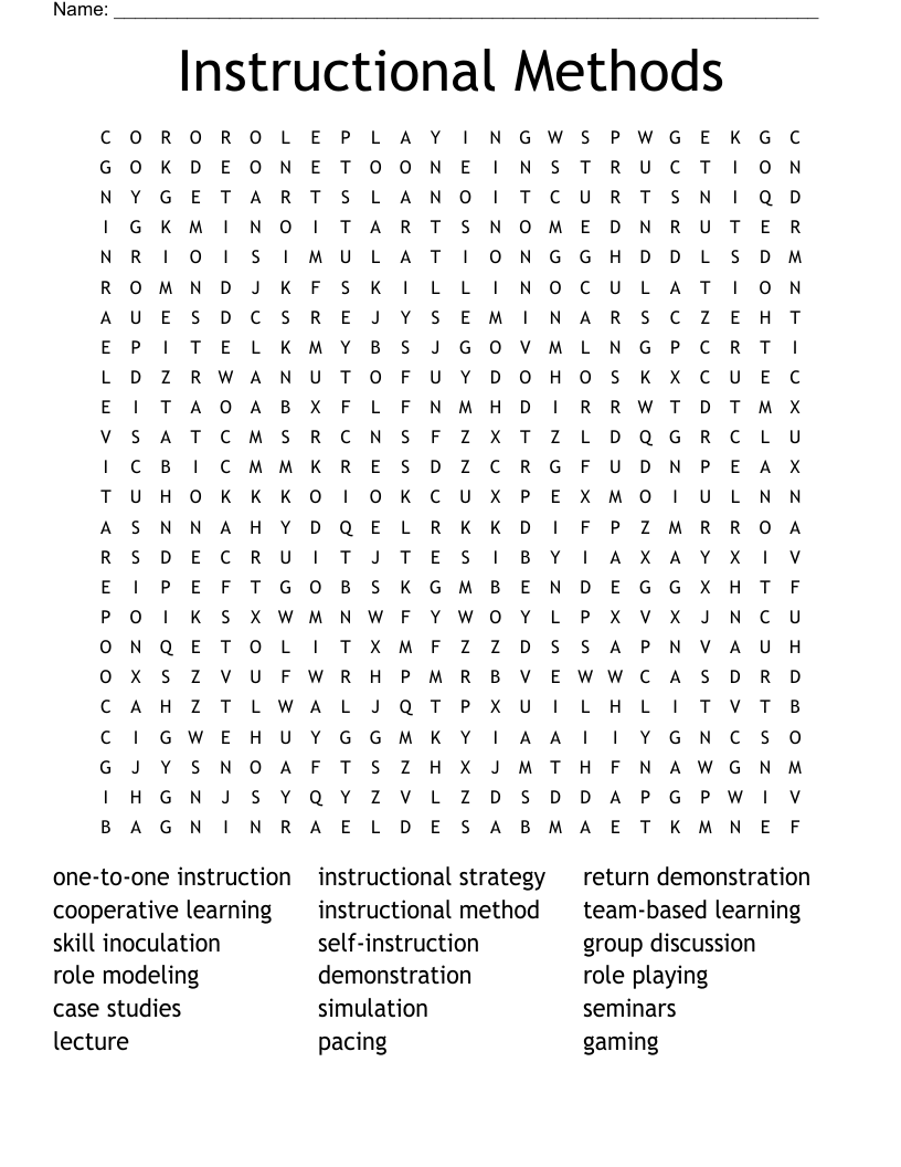 Instructional Methods Word Search
