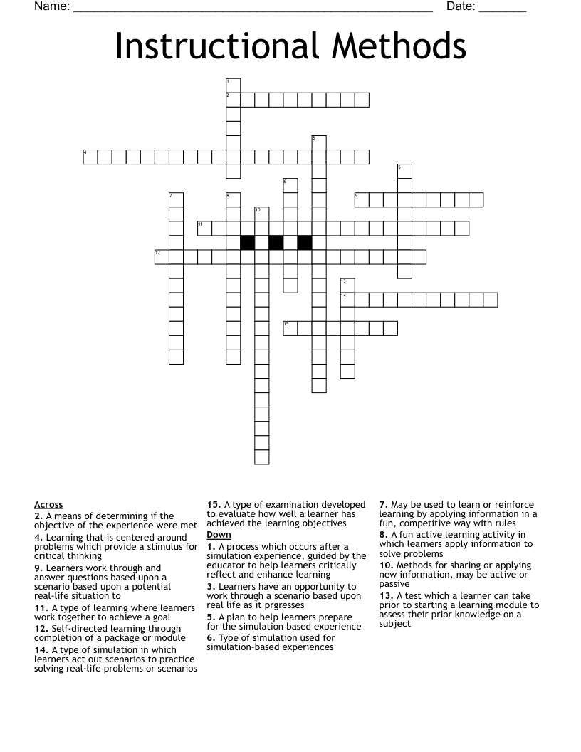 Instructional Methods Crossword