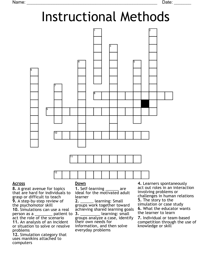 Instructional Methods Crossword