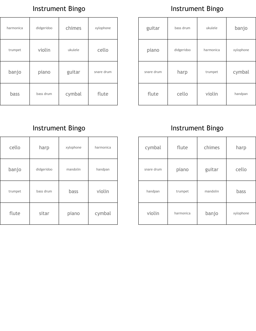 Instrument Bingo
