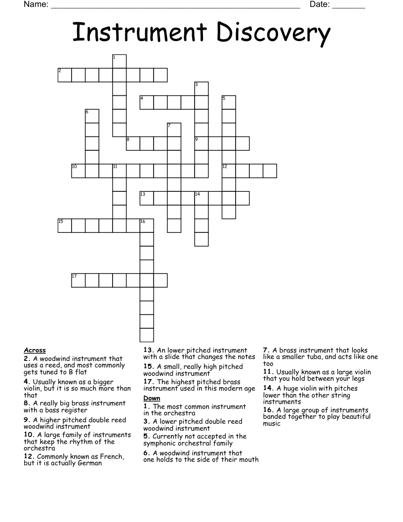 Instrument Discovery Crossword
