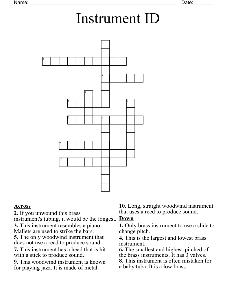 Instrument ID Crossword