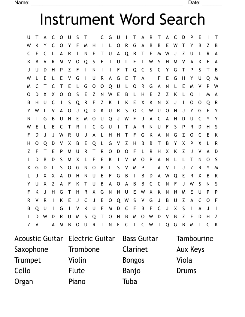 Instrument Word Search