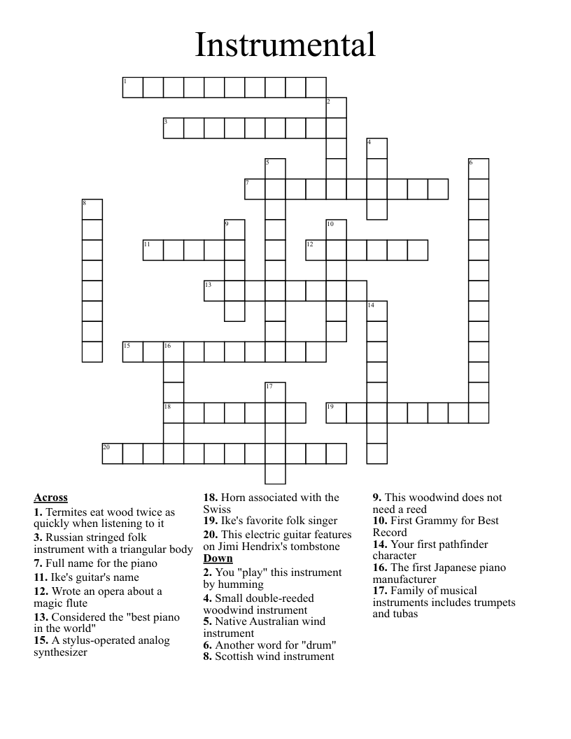 Instrumental Crossword