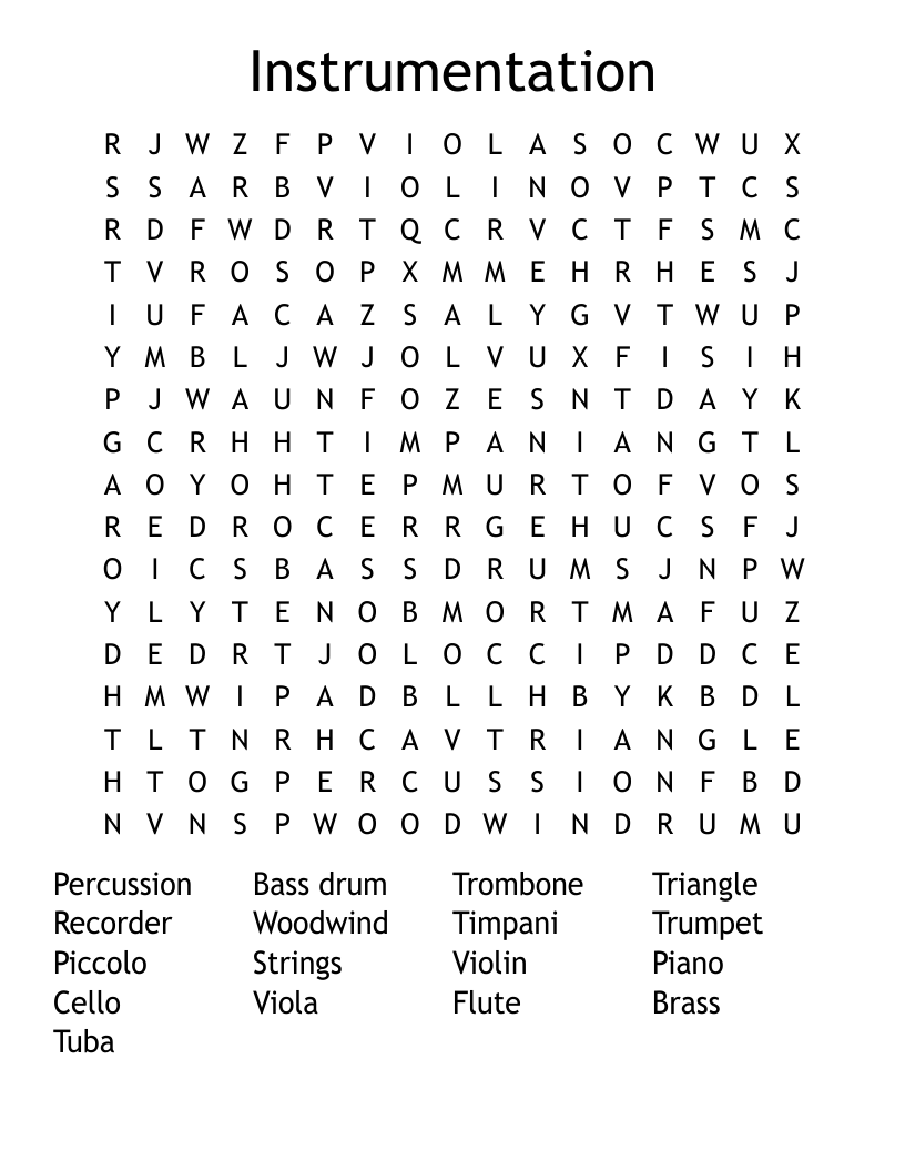 Instrumentation Word Search