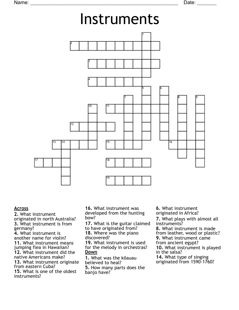 Instruments Crossword