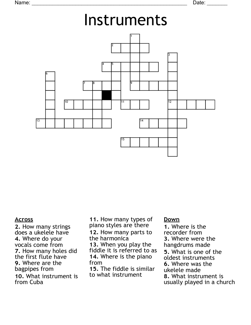 Instruments Crossword
