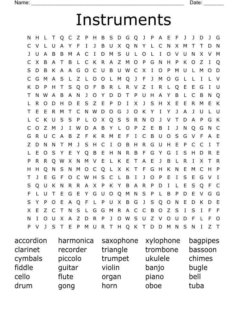 Instruments Word Search
