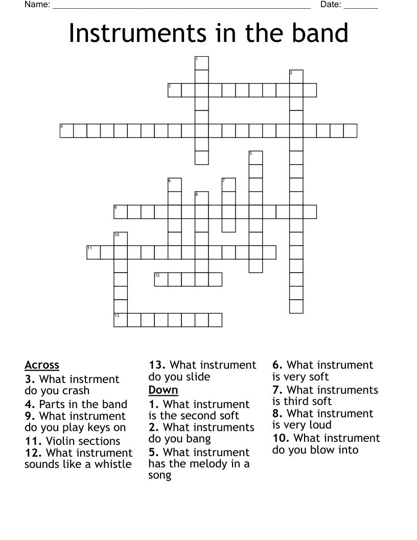 Instruments in the band  Crossword