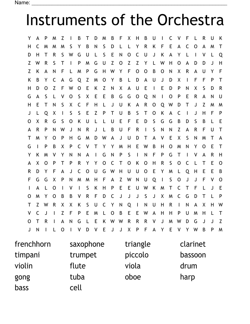 Instruments of the Orchestra Word Search