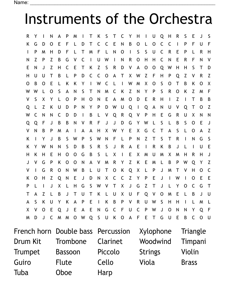 Instruments of the Orchestra Word Search