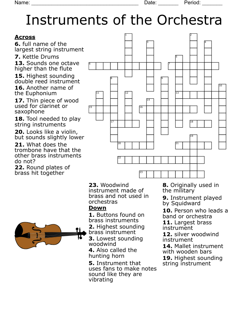 Instruments of the Orchestra Crossword