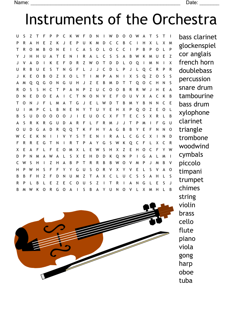 Instruments of the Orchestra Word Search