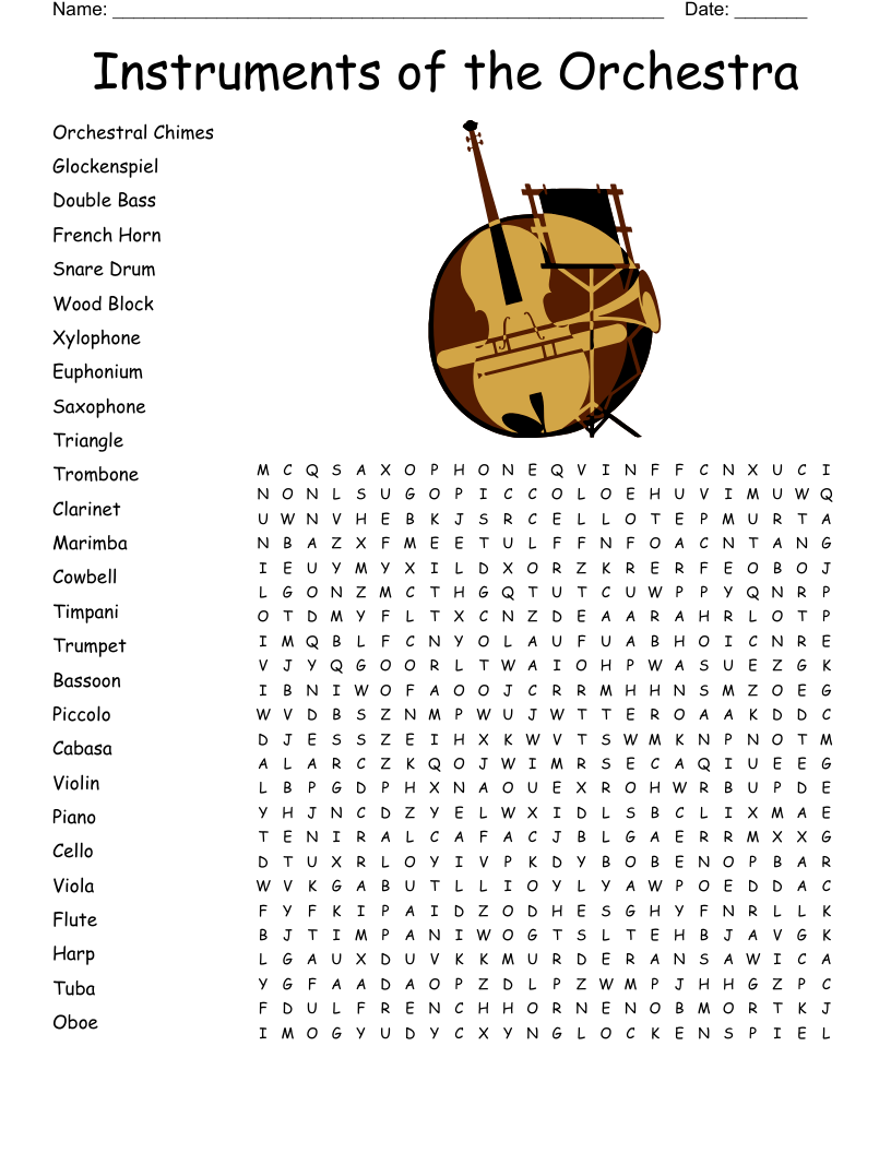 Instruments of the Orchestra Word Search