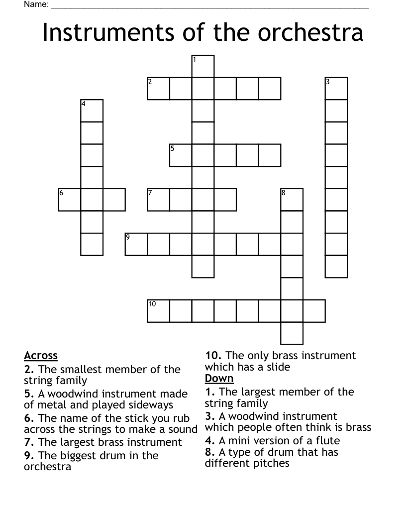 Instruments of the orchestra Crossword